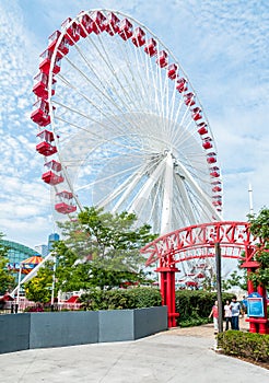 The Ferris Wheel and Carousel are popular attractions on Chicago's Navy Pier on Lake Michigan.