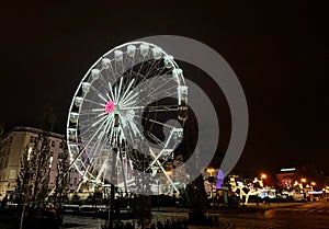 Ferris wheel at the Christmas market in Poznan, Poland photo