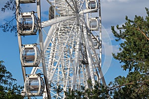 Ferris wheel in the city park, close-up