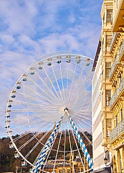 A Ferris wheel in the city of San Sebastian, Spain
