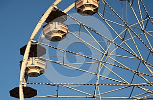 Ferris Wheel Details Against Blue Sky