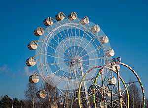 Ferris wheel on the embankment of the Ob River in Novosibirsk, Russia