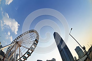 Ferris Wheel facing IFC stock photo