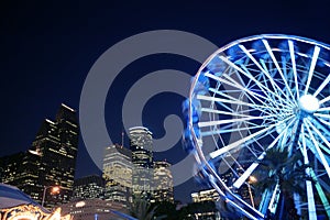 Ferris wheel at the fair night lights in Houston