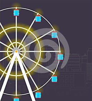 Ferris wheel in the flat style vector