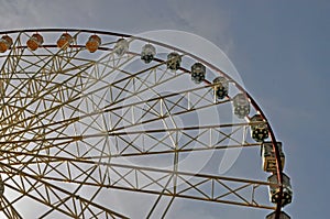 Ferris wheel fragment, Kharkiv, Gorky Park. Attraction against the sky