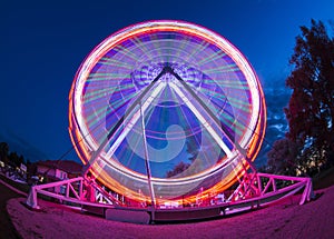 Ferris wheel go around at Lake Balaton at night