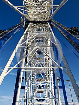 Ferris wheel in Grevenbroich in Germany in front of blue sky