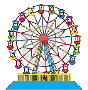 Ferris wheel with happy children