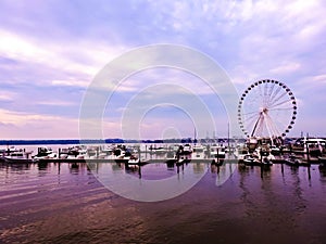 Ferris Wheel On Harbor In Maryland, USA