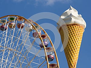 Ferris wheel and ice cream cone