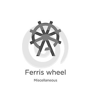 ferris wheel icon vector from miscellaneous collection. Thin line ferris wheel outline icon vector illustration. Outline, thin