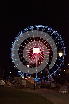 Ferris wheel illuminated at night photo