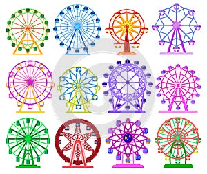Ferris wheel isolated cartoon set icon. Vector cartoon set icon amusement carousel. Vector illustration ferris wheel on