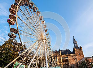Ferris wheel on the Katschhof behind the town hall in Aachen