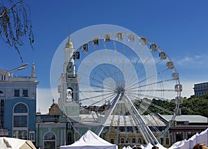 The Ferris wheel at the Kontraktova Square on Podil in Kyiv