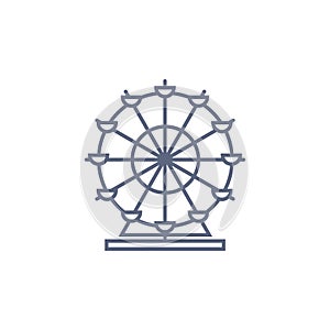 Ferris wheel line icon - carousel simple linear pictogram on white background. Vector illustration.