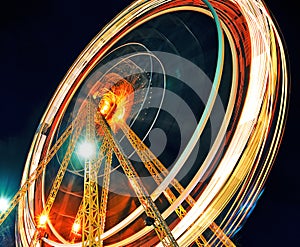 Ferris wheel in motion tracer with backlight photo