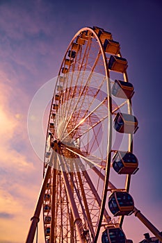 Ferris Wheel at Myrtle Beach at dusk on the ATlantic Ocean