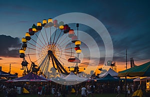 ferris wheel at night in the city colorful summer carnival