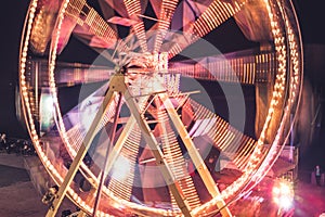 Ferris wheel in a night park.