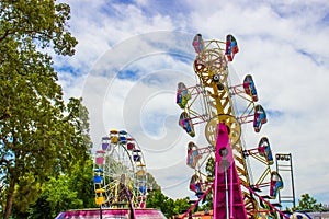 Ferris Wheel & Other Ride At Small County Fair