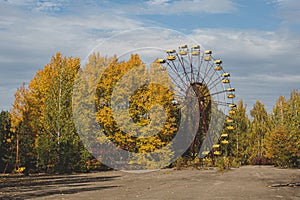 Ferris wheel in Pripyat ghost town, Chernobyl. Nuclear, abandoned.