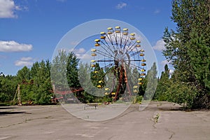Ferris wheel in Pripyat ghost town in Chornobyl Exclusion Zone