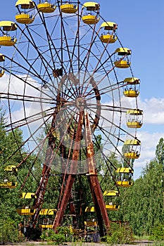 Ferris wheel in Pripyat ghost town in Chornobyl Exclusion Zone