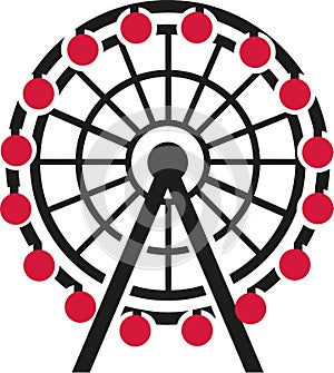 Ferris wheel with red gondola