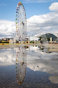 Ferris Wheel Reflection in Shimonoseki, Japan