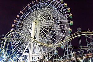 Ferris wheel and roller coaster track