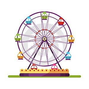 Ferris wheel spinning flat illustration isolated on white background