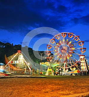 Ferris wheel in a summer night