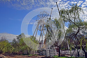 Ferris wheel under construction in amusement park - Tei park, Bucharest, Romania