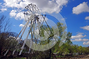 Ferris wheel under construction in amusement park - Tei park, Bucharest, Romania