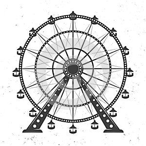 Ferris wheel vector monochrome illustration