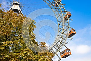 Ferris Wheel in Wien against a blue sky Austria - Europe