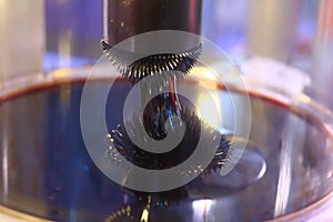 Ferromagnetic fluid magnetized by neodymium magnet photo