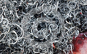 Ferrous of scraped metals, metal shavings at the workshop