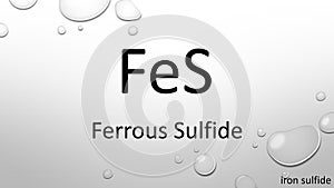 Ferrous sulphide chemical formula on waterdrop background