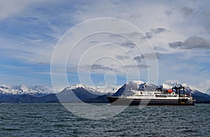 Ferry approaching Homer, Alaska