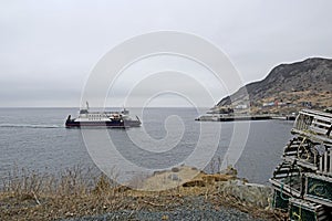Ferry approching the pier at Portugal Cove, NL