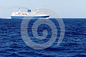 Ferry on blue sea