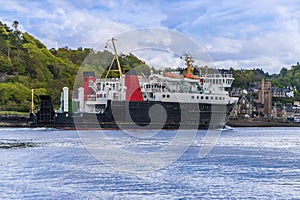 A Ferry boat enters Oban Bay on the way to Oban, Scotland