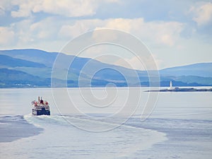 Ferry boat leaving Oban towards the Scottish Islands