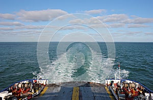 Ferry Boat leaving UK land from Dover to Calais