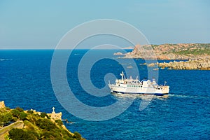 Ferry boat navigating to Santa Teresa of Gallura, Sardinia Italy