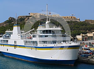 Ferry boat near of Gozo coastline