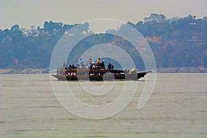 Ferry boat over bramhaputra river, Assam